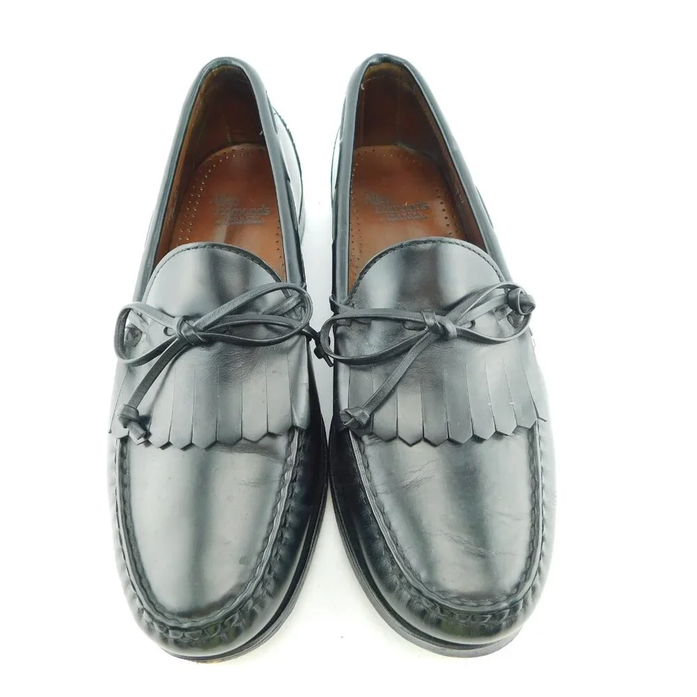 ALLEN EDMONDS Black Leather Fringe Slip-on Loafers 10.5 C Narrow